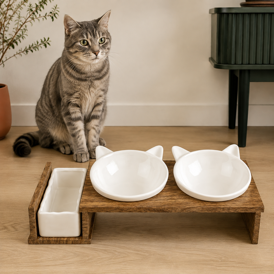 Dinner Set Stone UP – 3-teilig – hochwertig inszeniert im modernen Katzenhaushalt