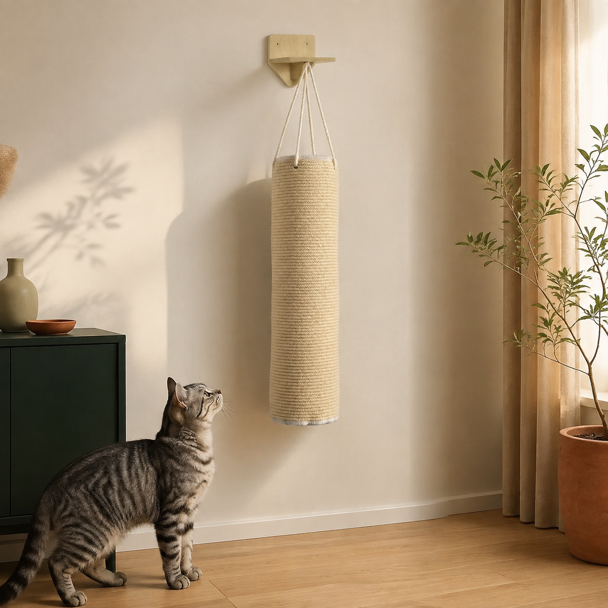 Wand-Klettersack aus Sisal – 110 cm – hochwertig inszeniert im modernen Katzenhaushalt