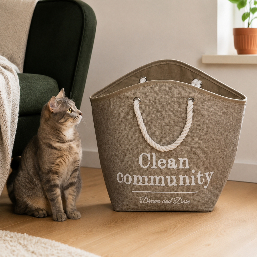 Katzenhöhle Laundry Bag – hochwertig inszeniert im modernen Katzenhaushalt