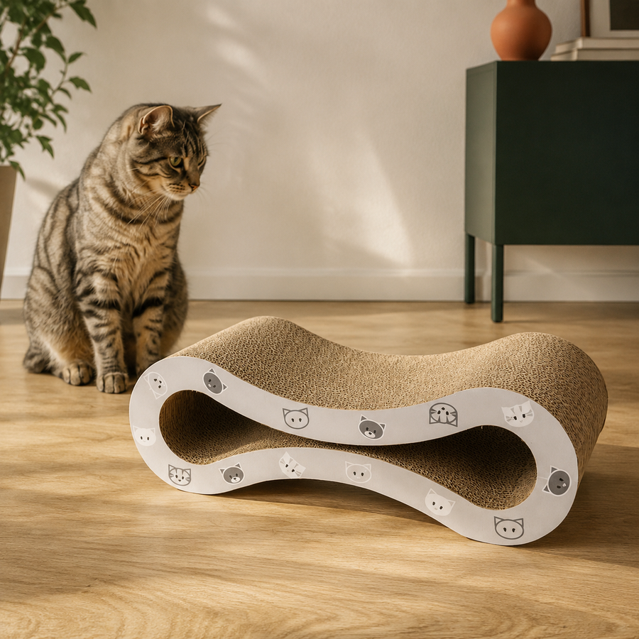 Kratzwelle Mimi aus Pappe – hochwertig inszeniert im modernen Katzenhaushalt
