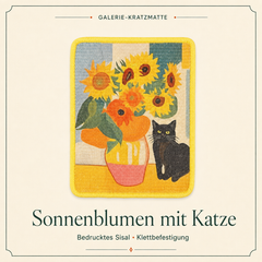 Felario Galerie-Kratzmatte – Sonnenblumen mit Katze